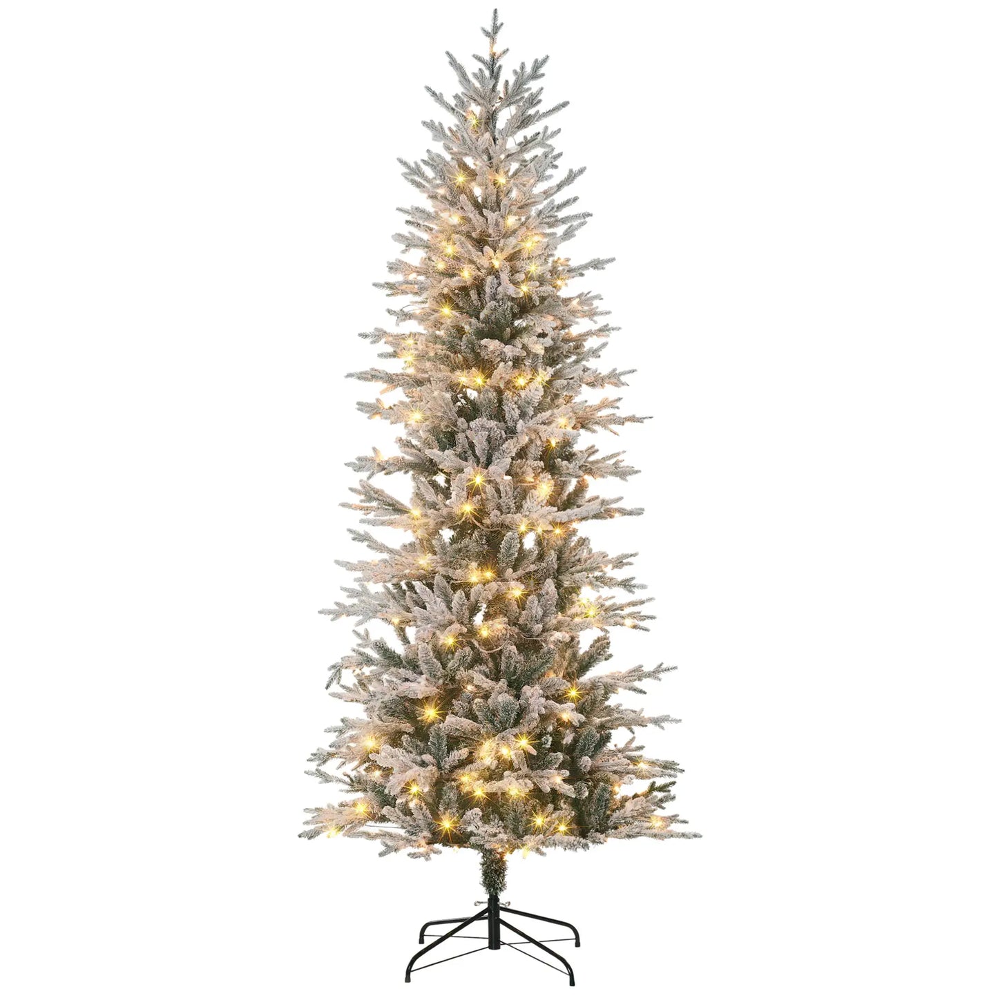 7' Pre Lit Flocked Christmas Tree, Snow Branches, Warm White Lights, Arctic Fir Pre Lit Christmas Trees at Gallery Canada