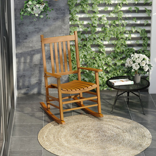 Wooden Porch Rocking Chair, Outdoor Patio Rocker, Garden Seat, Natural Outdoor Rocking Chairs Wood Colour at Gallery Canada