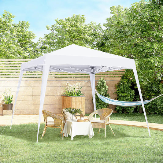 8' x 8' Pop Up Canopy, Outdoor Foldable Tent, Portable with Bag, White Pop Up Canopies White at Gallery Canada
