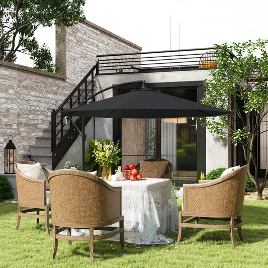 9.7ft Offset Patio Umbrella, Crank, Black Offset Cantilever Umbrellas Black at Gallery Canada