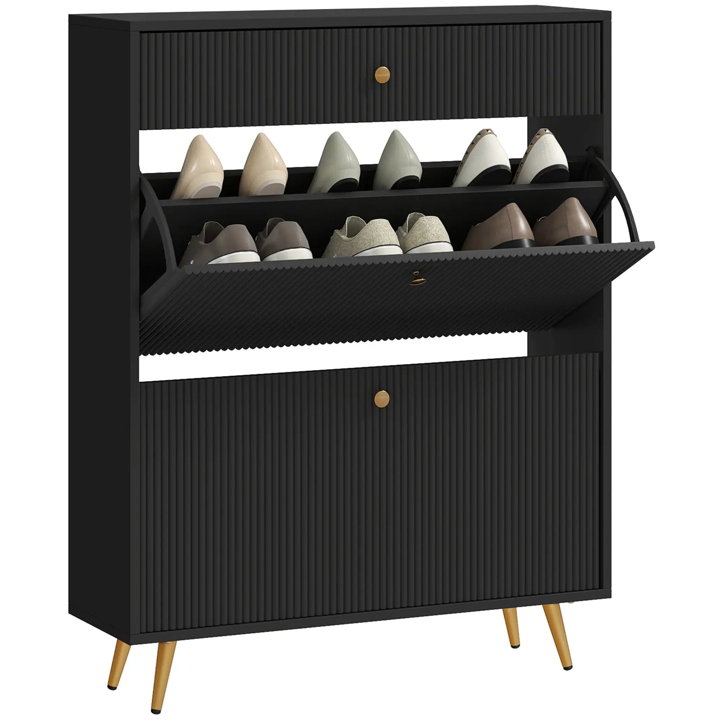 Narrow Shoe Storage Cabinet, Adjustable Shelves, 12 Pairs, Black Shoe Storage Cabinets & Racks at Gallery Canada