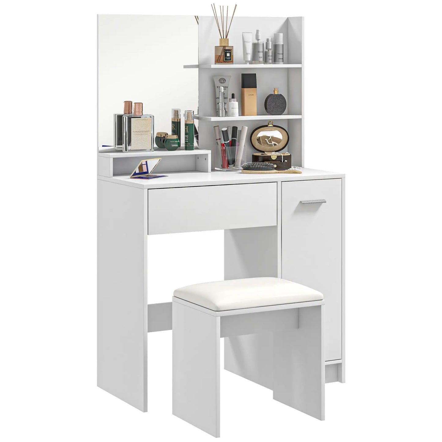 Vanity Set with Mirror, Stool, Storage Drawer, White Dressing & Vanity Tables at Gallery Canada