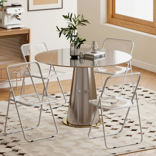 4 Pack Acrylic Foldable Chairs, Transparent, Clear, Clear Dining Chairs Clear, Silver at Gallery Canada