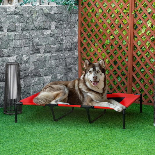 Elevated Dog Bed, Raised Dog Cot, XL 48" x 36" x 9", Red Elevated Dog Beds Red and Black at Gallery Canada
