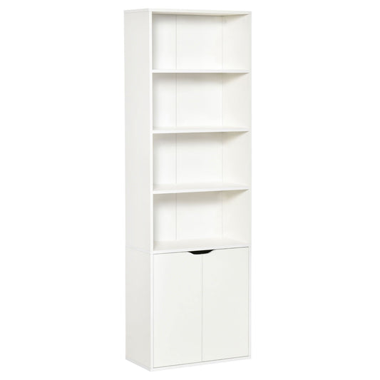 4-Tier Open Bookshelf with Doors Modern Home Office Bookcase Storage Cabinet for Living Room Bathroom Study, White - Gallery Canada