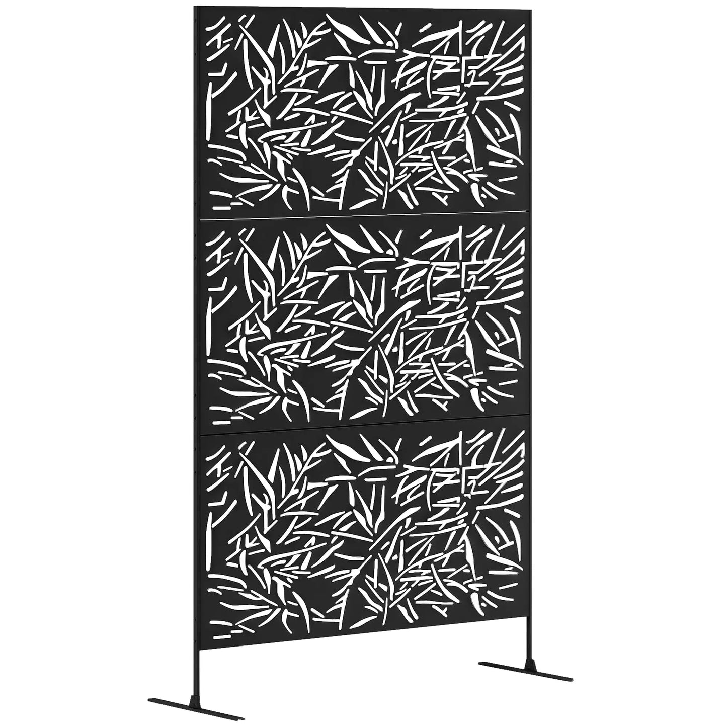 Écran d'intimité en métal autoportant, 78" x 48", noir