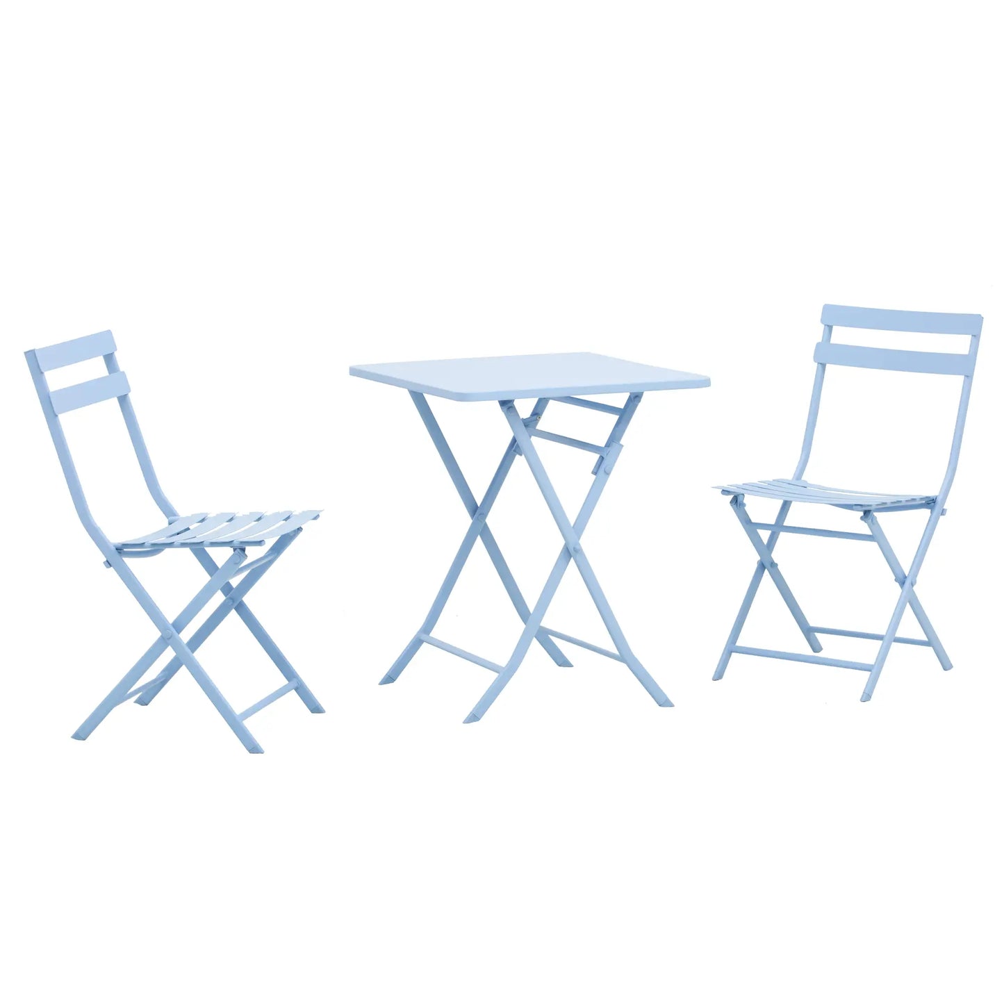 3-Piece Garden Bistro Set, Foldable Chair & Square Table, Blue Bistro Sets at Gallery Canada