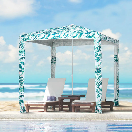 6.5' Beach Umbrella, UV50+ Sun Shade with Sandbags, Green Beach Umbrellas Green Coconut Palm at Gallery Canada