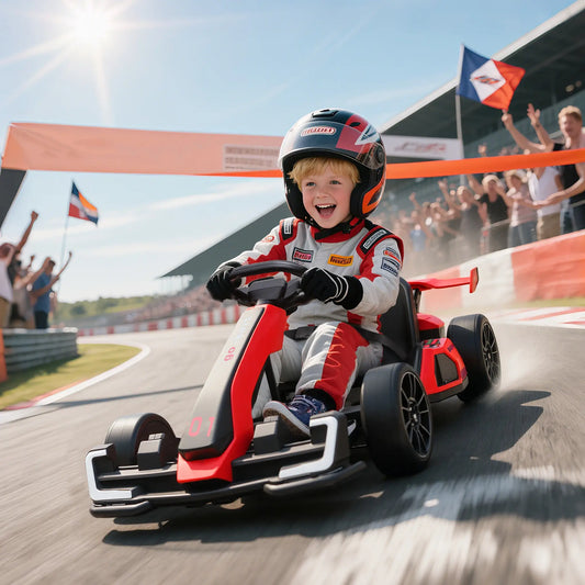 24V Electric Go Kart, Battery Powered, Adjustable Seat, Red Pedal Go Karts for Kids Red, Black at Gallery Canada