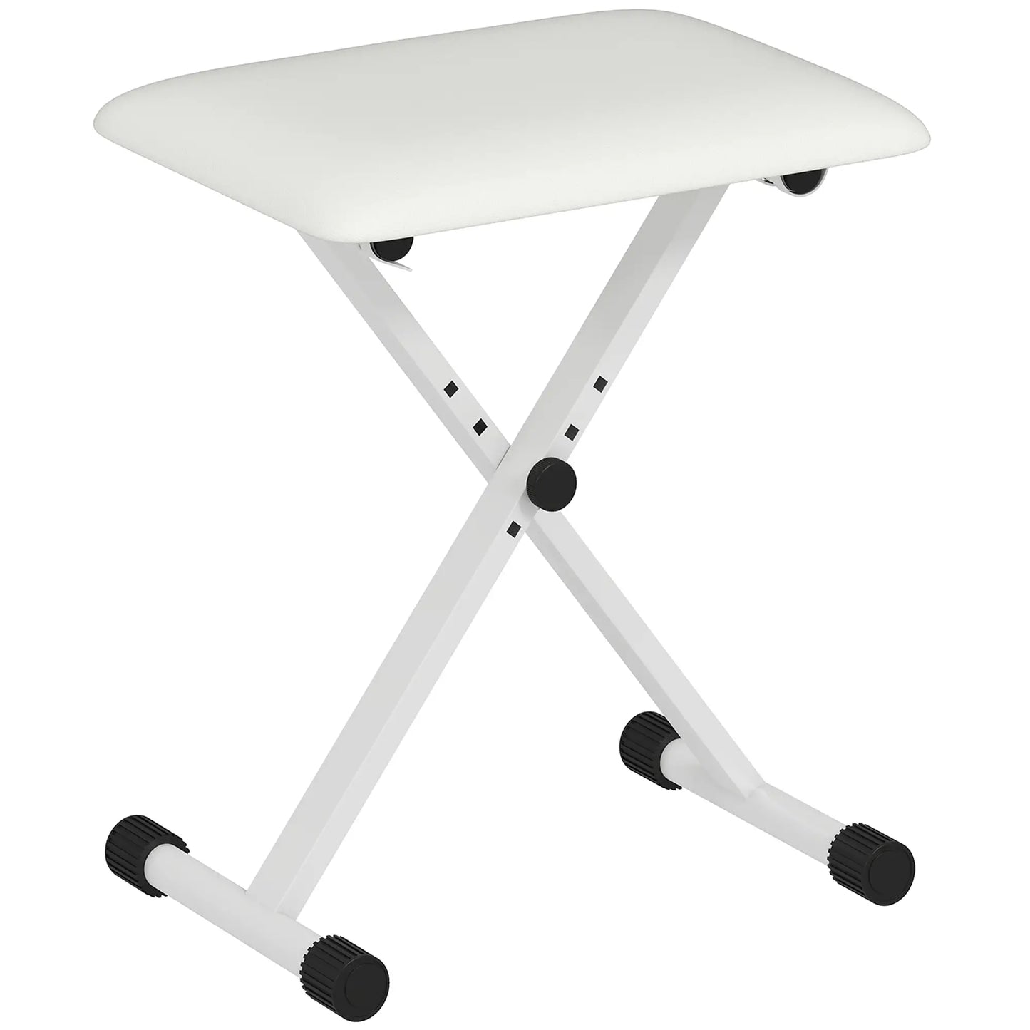 Adjustable Piano Bench, X-Style Folding Piano Stool with Padded Seat, Non-Slip Rubber Feet, Keyboard Chair, White