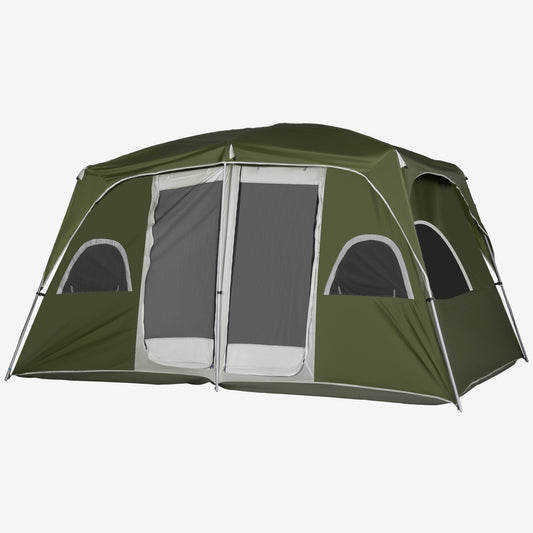 4-8 Person Family Tent, Camping Tent with 2 Room Mesh Windows, Easy Set Up for Backpacking, Hiking, Outdoor, Dark Green - Gallery Canada