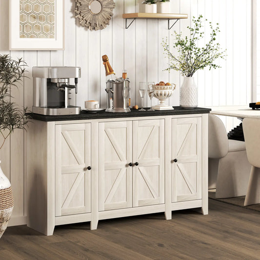 Rustic Sideboard, Buffet Cabinet, Adjustable Shelves, White Wood Grain, White Storage Cabinets White Wood Grain, Black Wood Grain at Gallery Canada