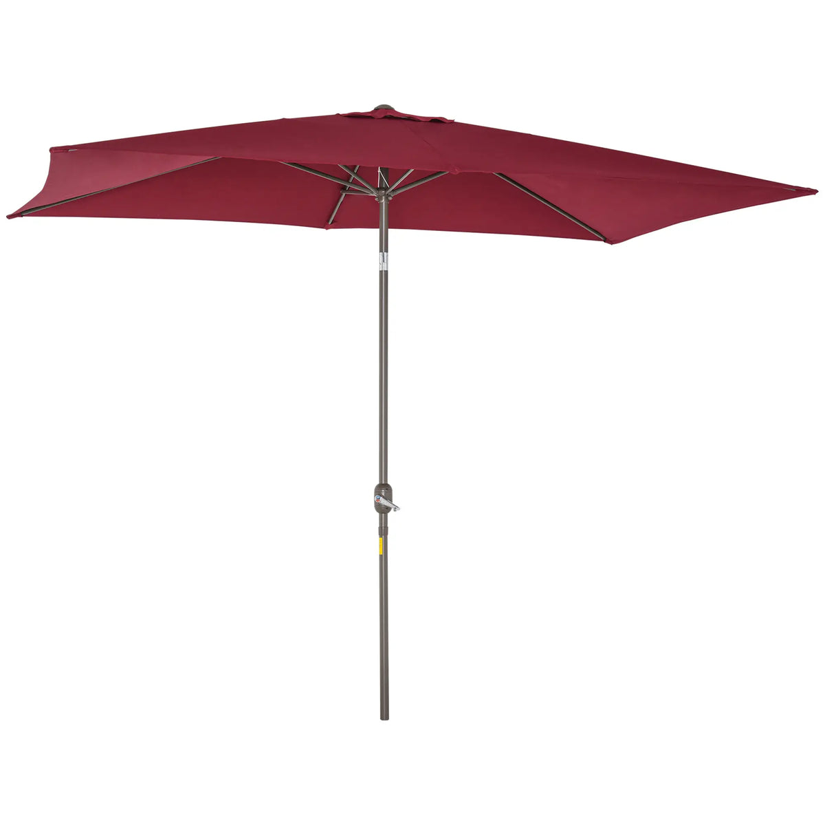 6.5x10ft Rectangle Patio Umbrella, Aluminum Frame, Crank Handle, Wine Red Sun Umbrellas at Gallery Canada