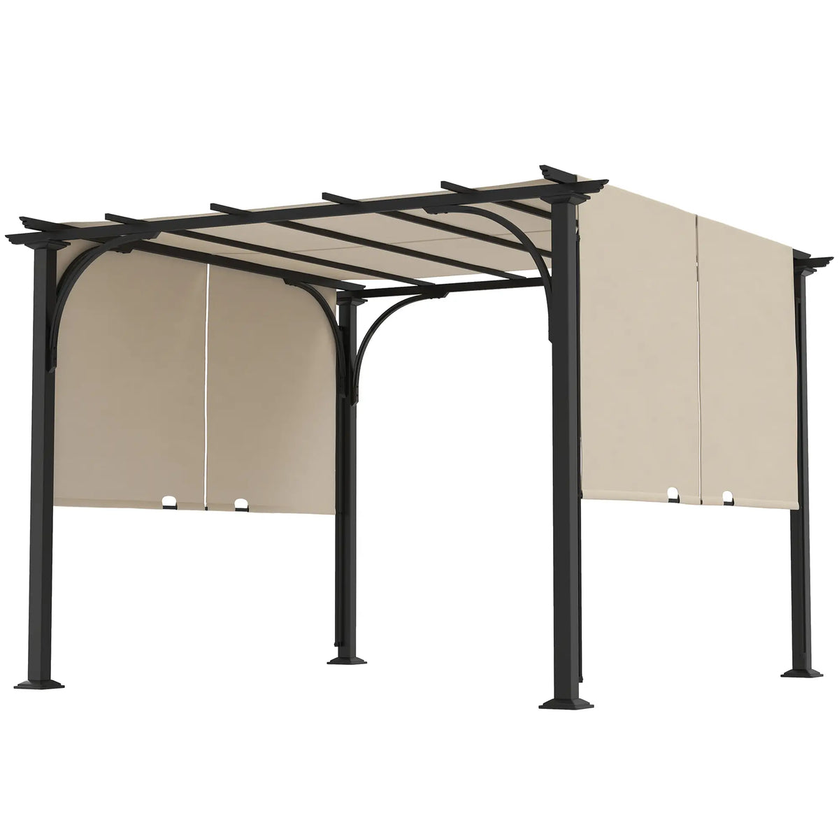 10x10 Outdoor Pergola Patio Canopy, Steel Frame, Beige Pergolas at Gallery Canada
