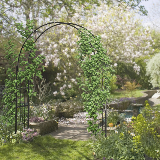 7FT Garden Arch Trellis, Outdoor Wedding Arbor, Climbing Roses Vines Plants Garden Arches Black at Gallery Canada