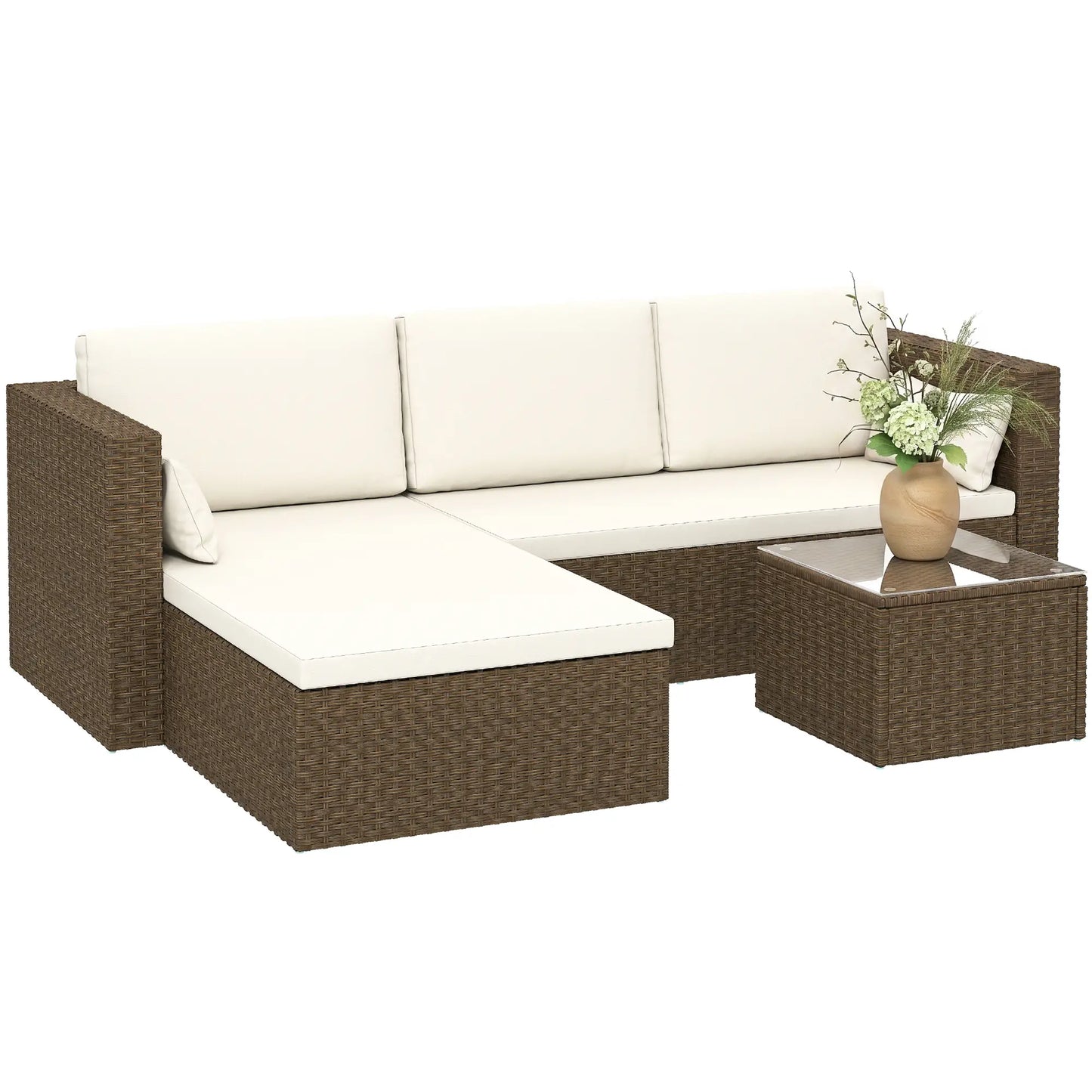 Modern Rattan Sofa Set, 3pcs, Wicker Patio Furniture with Coffee Table Patio Furniture Sets at Gallery Canada