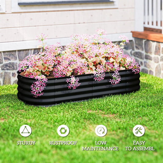 4.9 x 2 x 1ft Galvanized Raised Garden Bed Kit, Metal Planter Box, Black