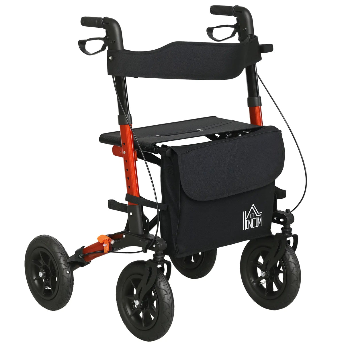 Senior Rollator with Seat, Rubber Wheels, Adjustable Handle, Red Knee Walker & Wheelchair Ramps at Gallery Canada