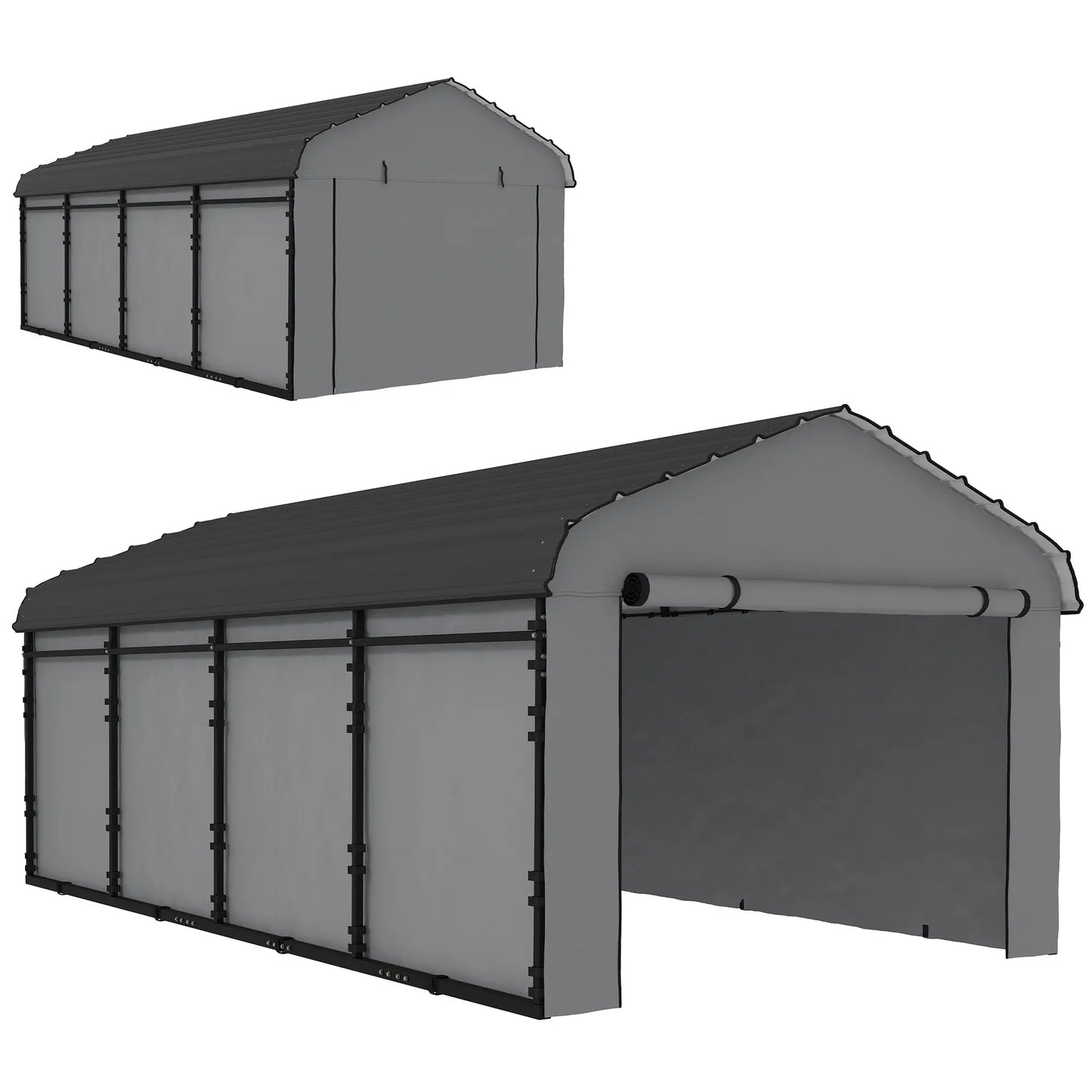 12' x 20' Metal Carport, Heavy Duty Garage Shelter, Light Grey Car Shelters at Gallery Canada