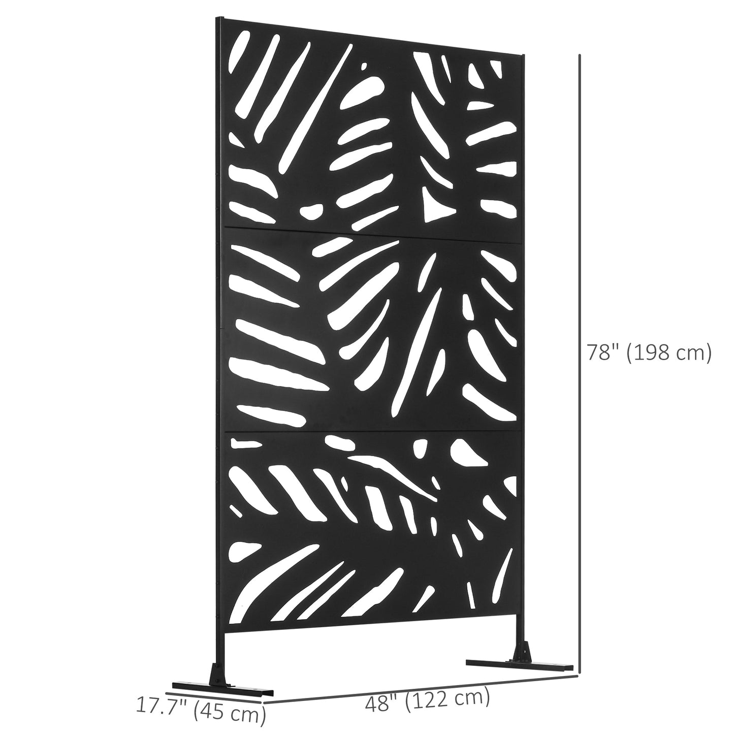 Freestanding Outdoor Privacy Screen, Decorative Metal Outdoor Divider with Stand for Garden, Backyard, Deck, Pool, Black at Gallery Canada