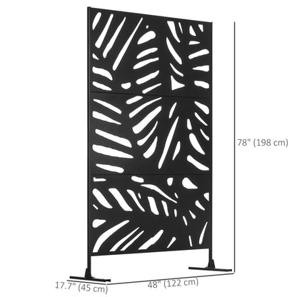 Freestanding Outdoor Privacy Screen, Decorative Metal Outdoor Divider with Stand for Garden, Backyard, Deck, Pool, Black at Gallery Canada