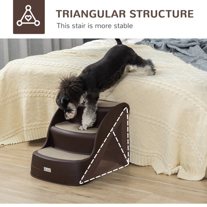 Portable Pet Stairs Foldable Steps for Small Dogs and Cats 3-Step with Non-slip Treads for Beds Sofas, Brown at Gallery Canada