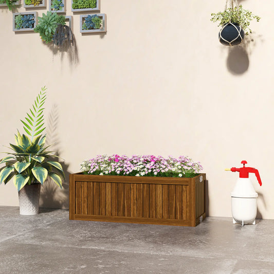 Foldable Elevated Planter Box, Wooden Raised Garden Bed, Carbonized