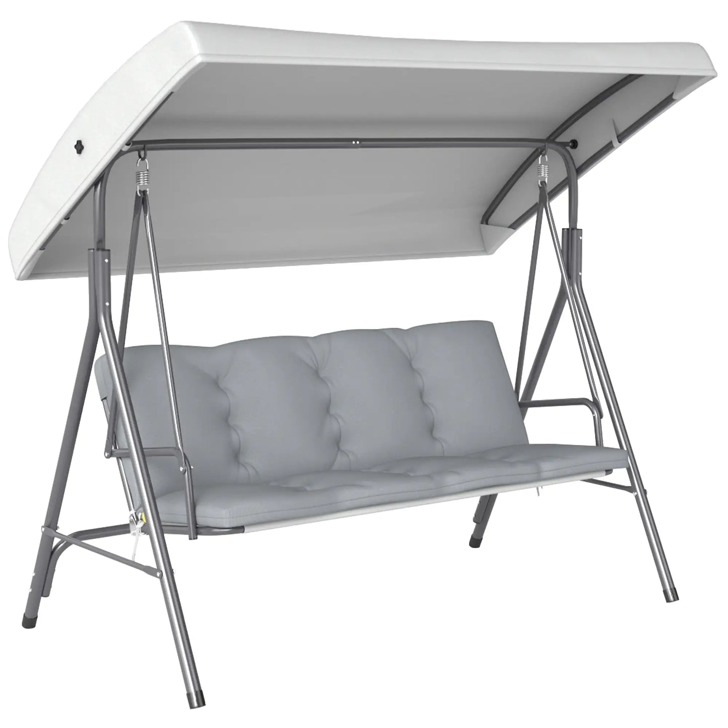 3-Seat Patio Swing Chair, Outdoor Porch Glider, Adjustable Canopy, Light Grey Patio Swings with Stand at Gallery Canada