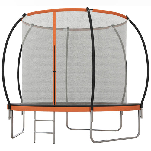 8ft Outdoor Trampoline with Enclosure Net and Ladder, Backyard Fitness Trampoline for Teens and Adults