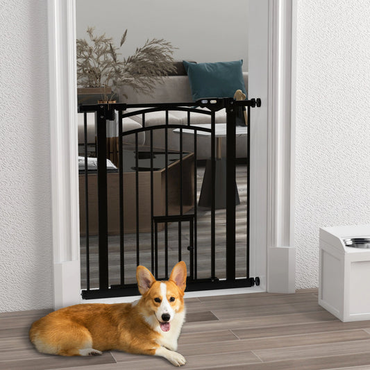 Porte pour animaux domestiques à fermeture automatique avec chatière, verrouillage double, convient pour une largeur de 29" à 31,5", noir