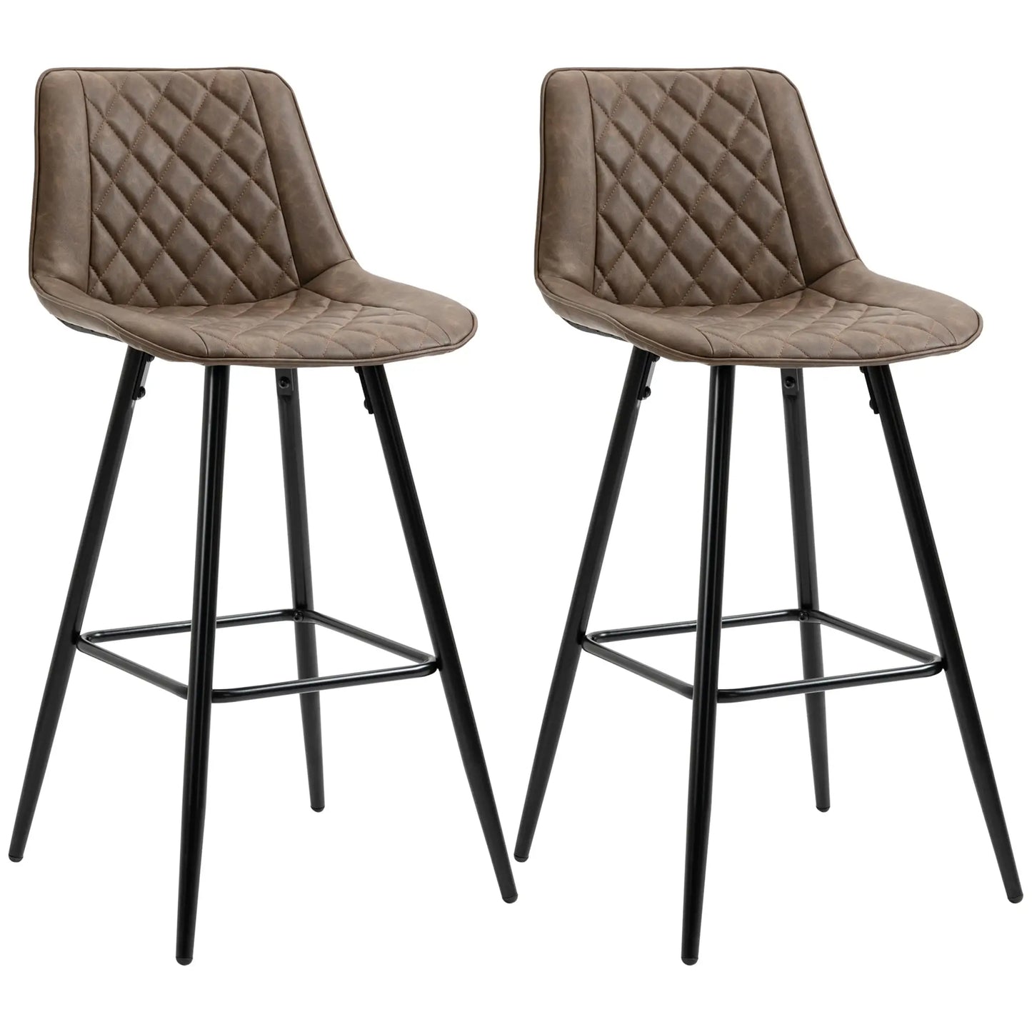 PU Leather Bar Stools Set of 2, 27.75" Counter Height, Blue Bar Stools at Gallery Canada