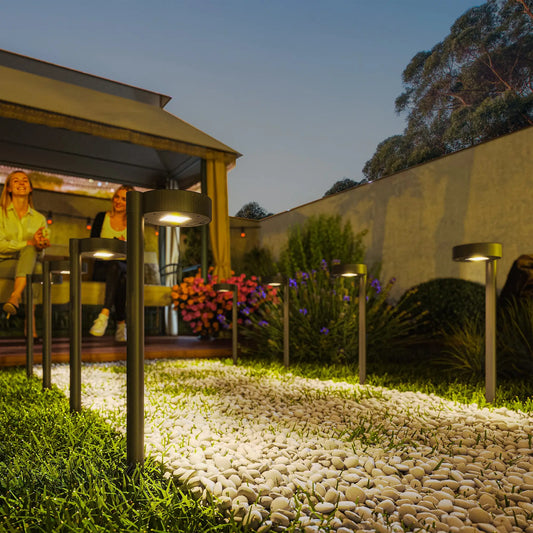 8 Pack Solar Garden Lights, Auto On/Off, IP44, Driveway, Walkway, Yard Solar Post Lamps Black at Gallery Canada