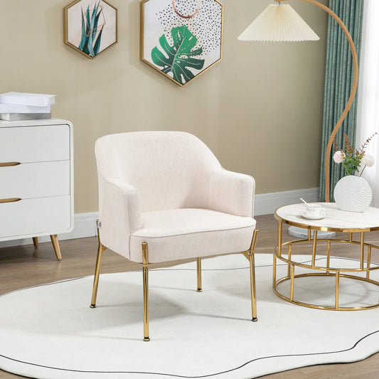 Modern Fabric Armchair, Metal Legs Accent Chair, White Cream Accent Chairs Cream at Gallery Canada