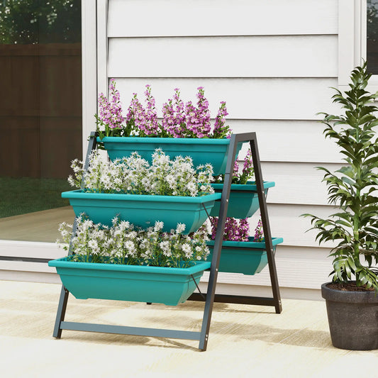 3-Tier Vertical Raised Garden Planter, 5 Boxes, Outdoor Plant Stand Plant Stands Green, Black at Gallery Canada
