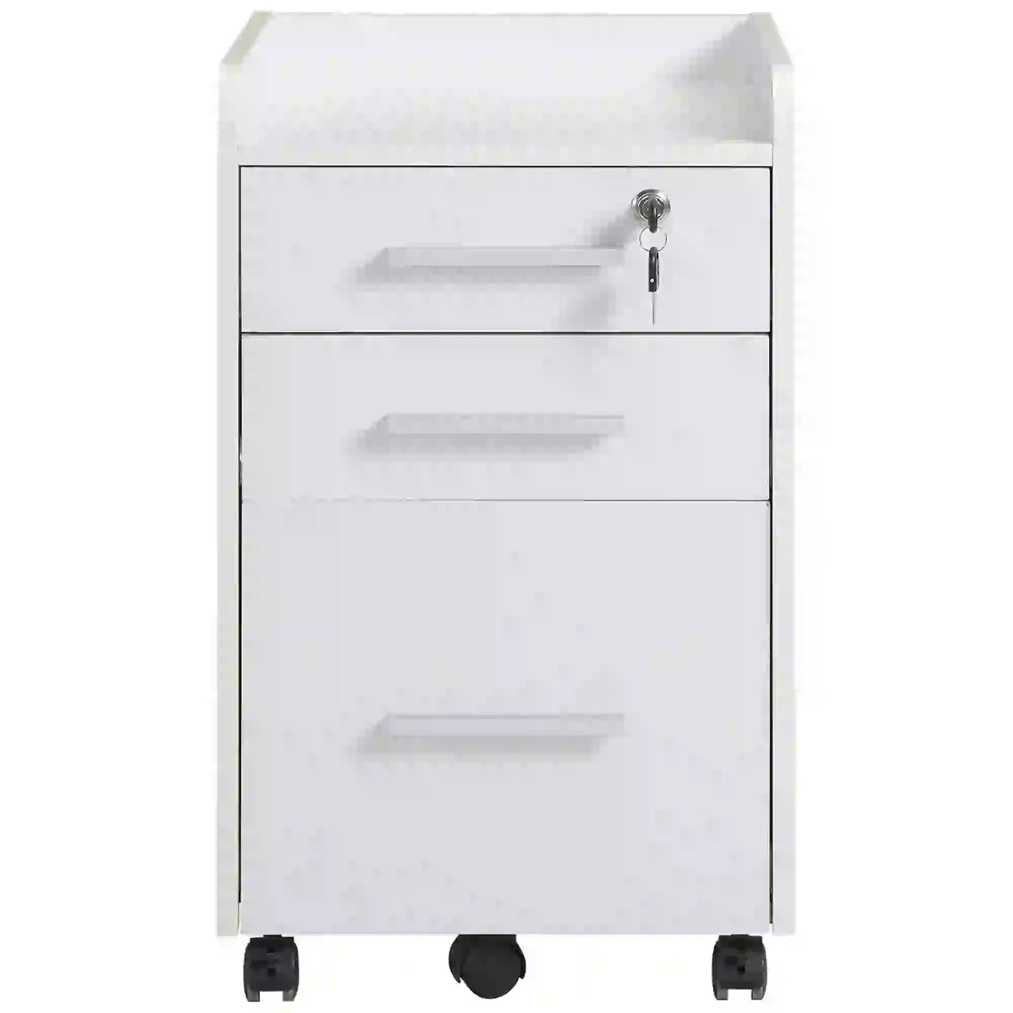3 Drawer File Cabinet with Lock, Lockable on Wheels, Letter and A4 Size, White Office Cabinets & Cupboards at Gallery Canada