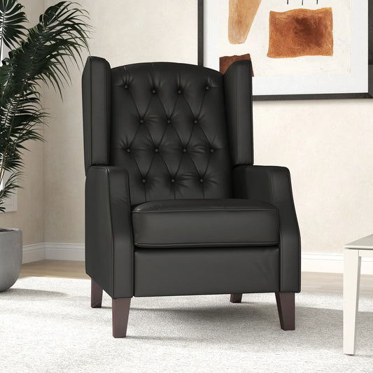 Faux Leather Armchair, Modern Accent Chair, Thick Padding, Black Accent Chairs Black at Gallery Canada