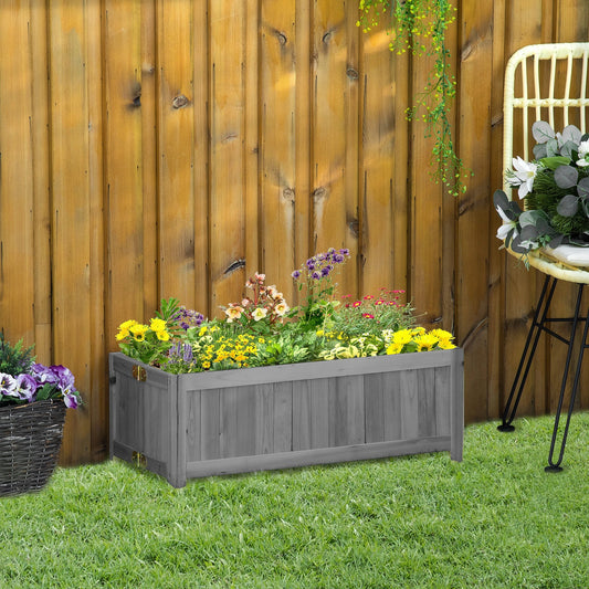 Foldable Elevated Planter Box, Wooden Raised Garden Bed, Grey Wooden Planter Boxes Grey at Gallery Canada