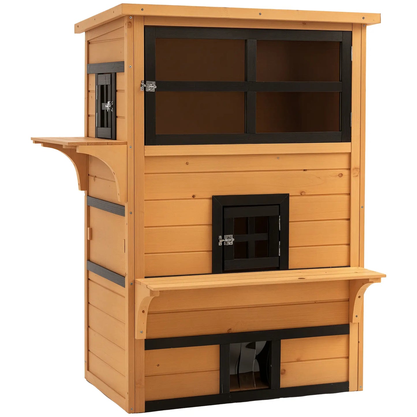 Outdoor Cat House, 3-Tier Kitty Shelter, Weather Resistant, Escape Door Cat Houses at Gallery Canada