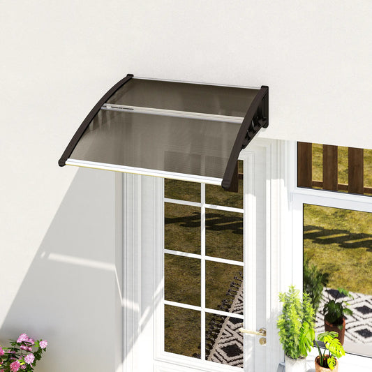40.6" x 38" Polycarbonate Awning Door Canopy, UV Protection, Brown Door Awnings Black, Brown at Gallery Canada