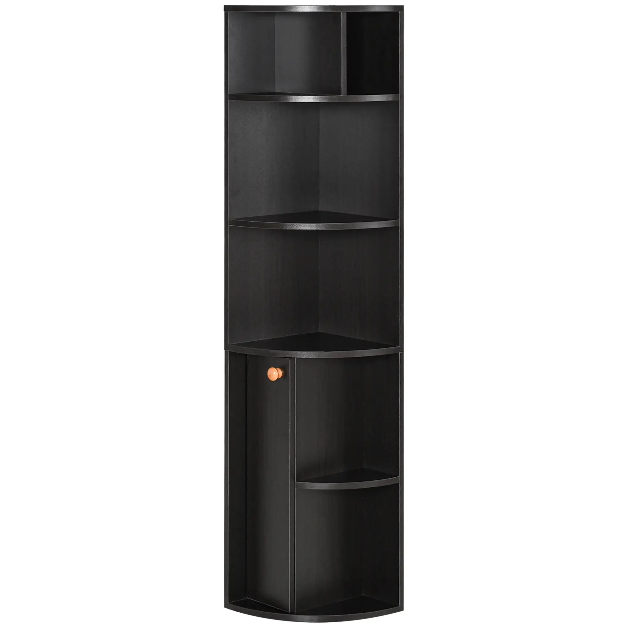 5-Tier Corner Bookcase, Storage Bookshelf, Open Compartments, Cabinet, Black Bookcases With Doors Black at Gallery Canada