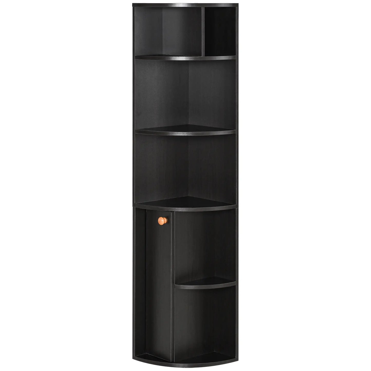 5-Tier Corner Bookcase, Storage Bookshelf, Open Compartments, Cabinet, Black Bookcases With Doors Black at Gallery Canada