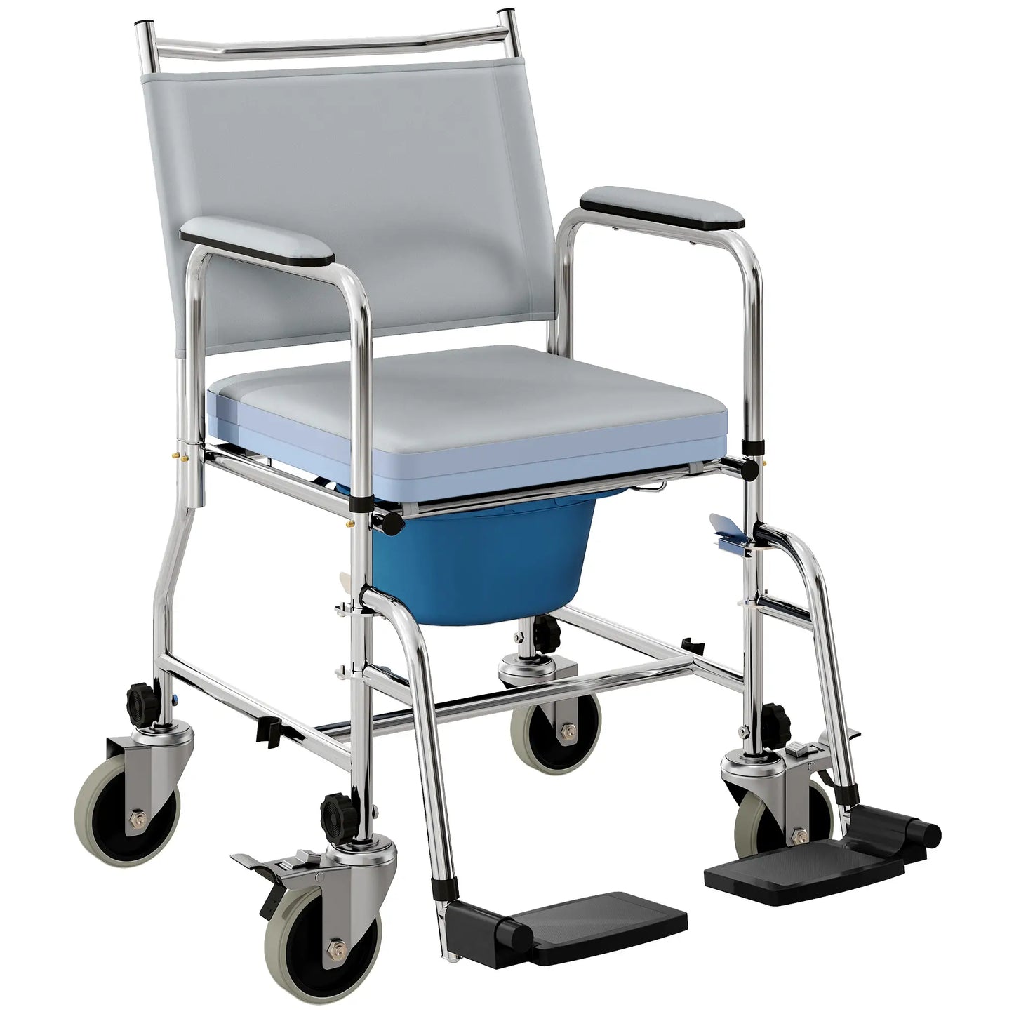 Rolling Shower Chair, Bedside Commode Wheelchair, 300 Lbs, Black Bath Chairs at Gallery Canada