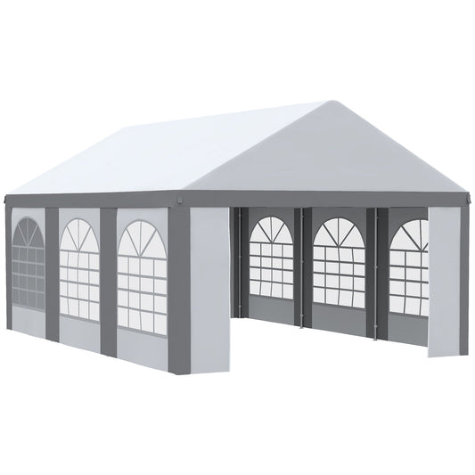 20' x 13' Outdoor Tents for Parties, Event Tent with Sides, 6 Windows and 2 Doors, Grey - Gallery Canada