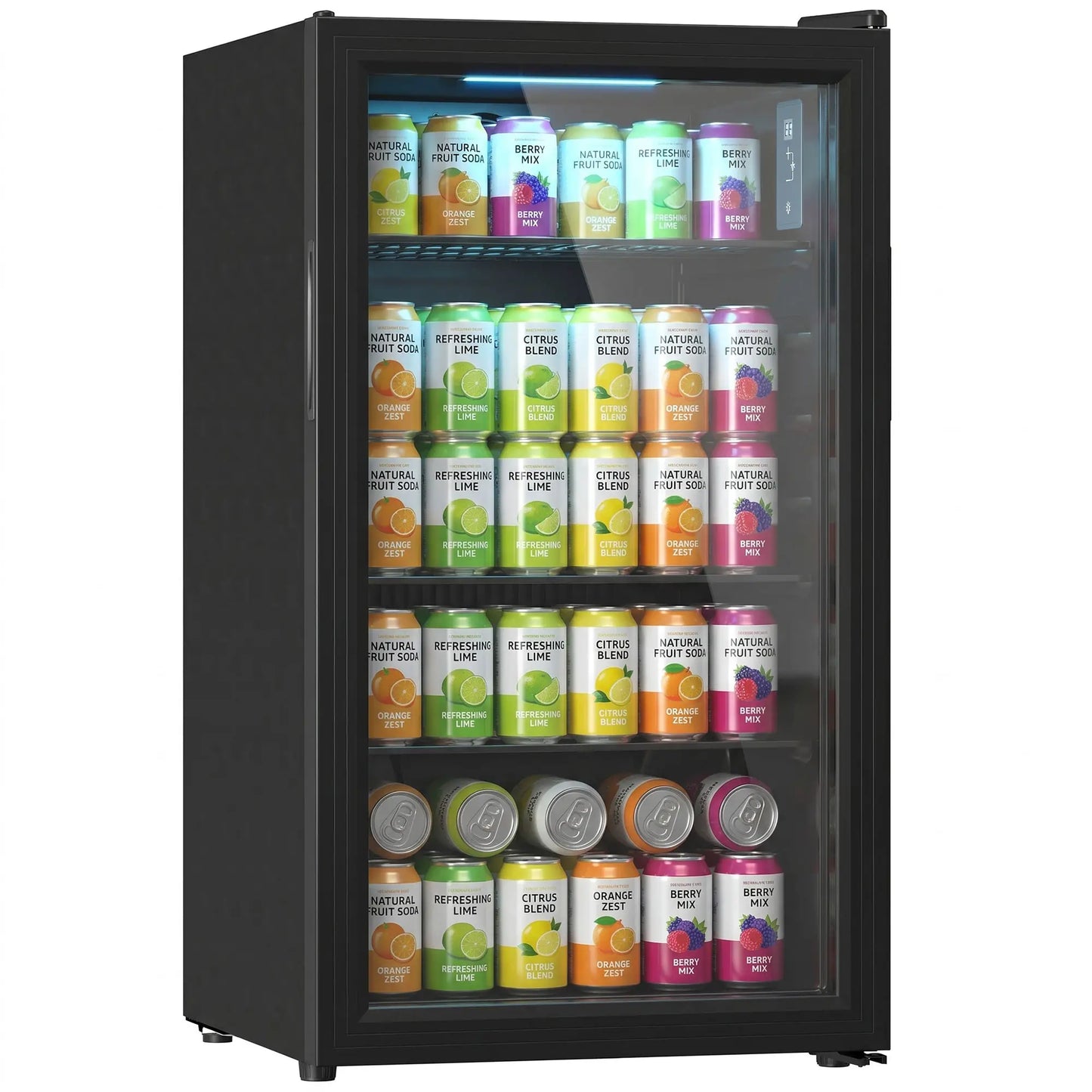 3.2 Cu.Ft Beverage Fridge, 128 Can, Glass Door, Black