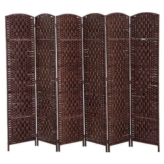 6ft Folding Room Divider, 6 Panel Wall Partition with Wooden Frame for Bedroom, Home Office, Brown - Gallery Canada