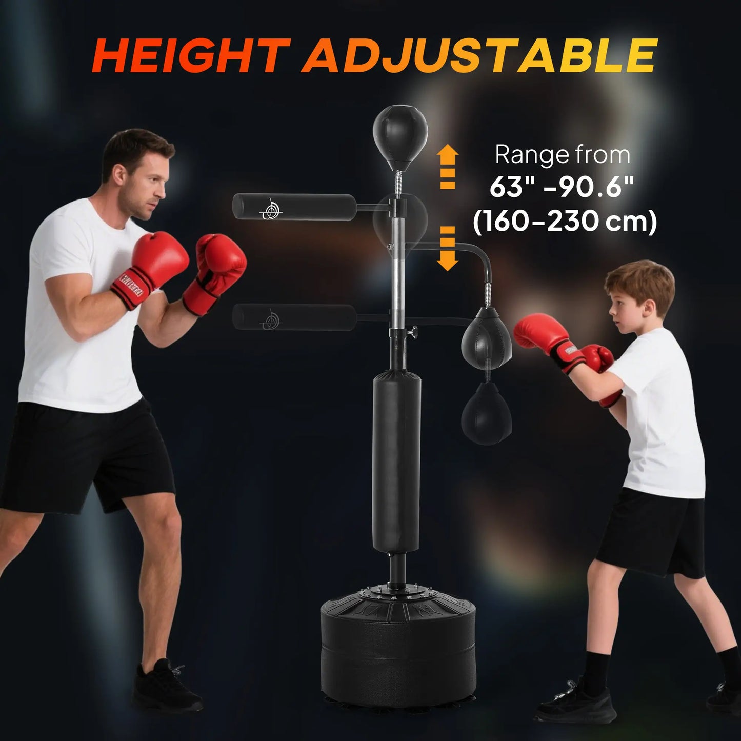4-in-1 Free Standing Punching Bag, Adjustable Height, 2 Speed Balls, 360° Reflex Bar, Black Punching Bag Hangers at Gallery Canada