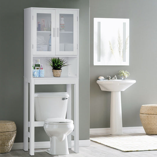 Wooden over the toilet Storage Cabinet with Tower Rack, White Bathroom Etagere White at Gallery Canada