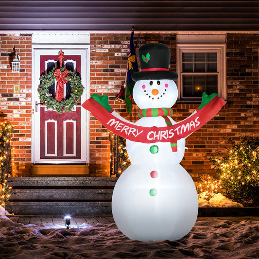 Inflatable Snowman Yard Decoration, LED Lights, Outdoor Christmas Christmas Inflatables White at Gallery Canada