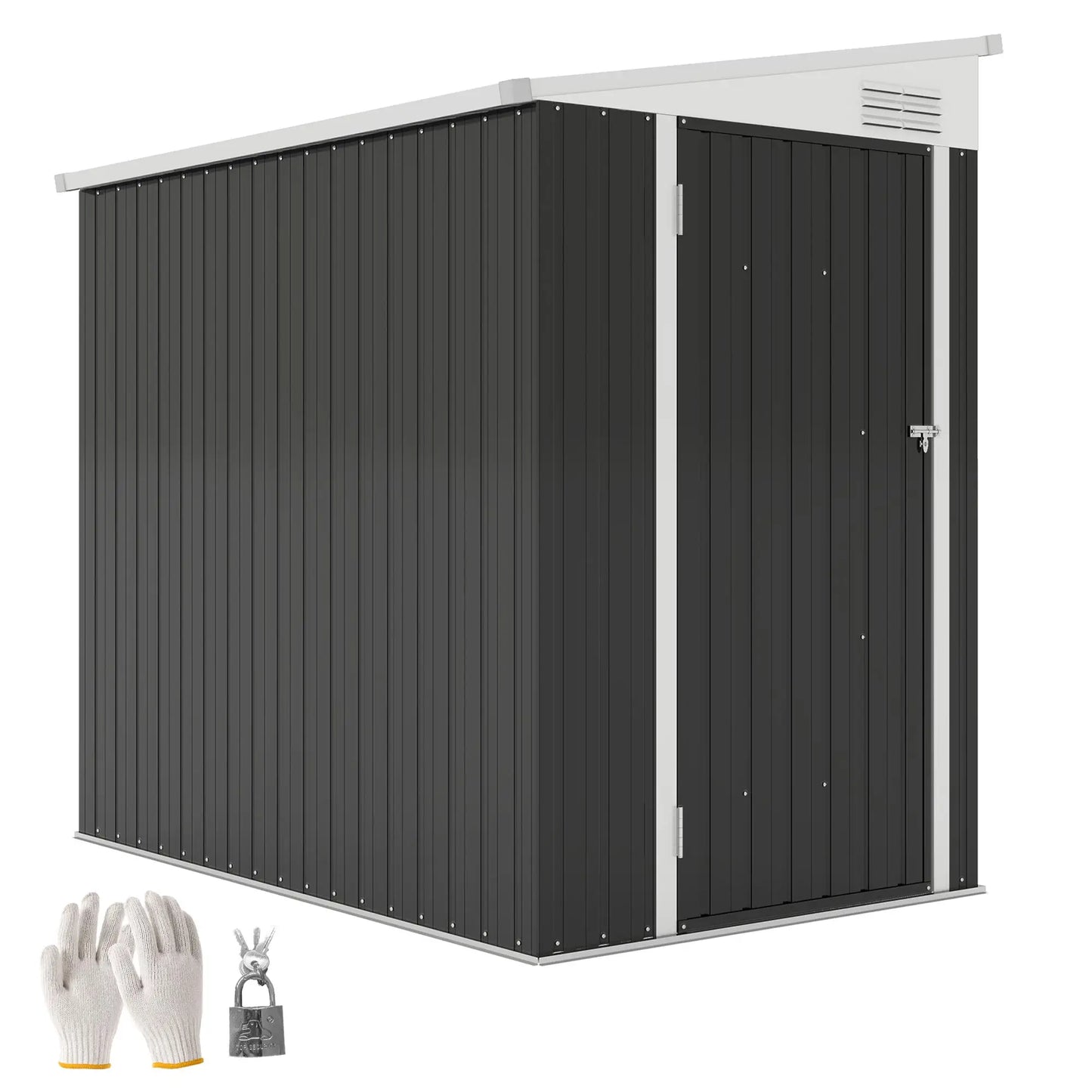 4' x 6' Outdoor Metal Storage Shed, Lockable Door, Dark Grey Sheds at Gallery Canada