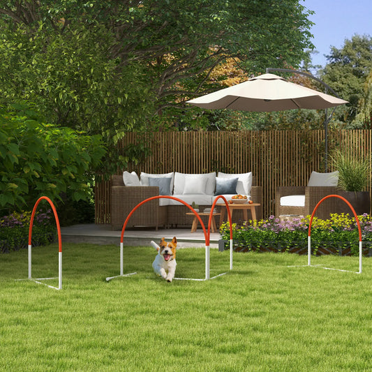 Dog Agility Kit, Obstacle Course Training Equipment, Weave Poles, Carry Bag, Orange Dog Agility Training Equipment White, Orange at Gallery Canada